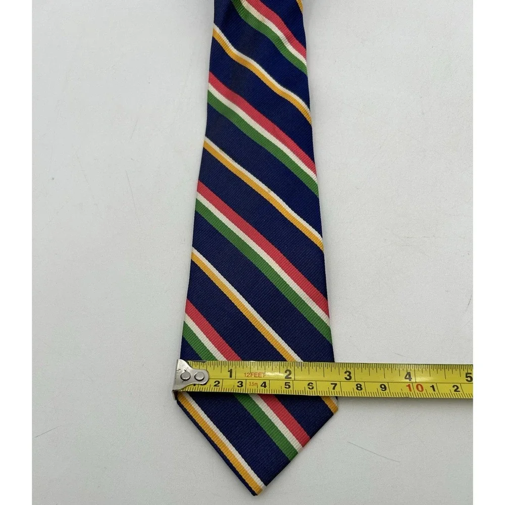 Vtg Polo Ralph Lauren Boys Silk Mulitcolor Striped Hand Finished in Italy 3x43
